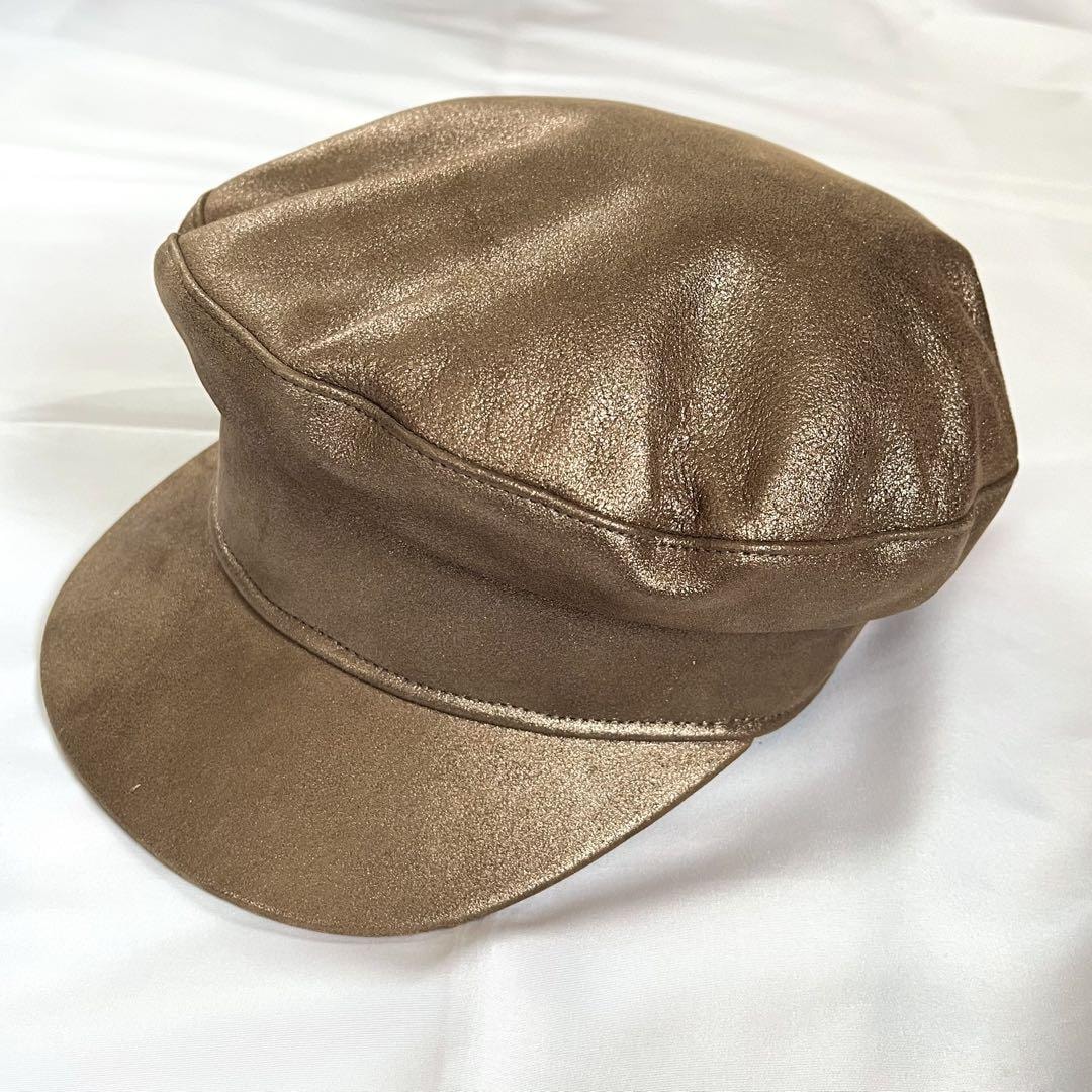 【美品】HERMES エルメス キャスケット 羊革 ゴールド グリッター 58