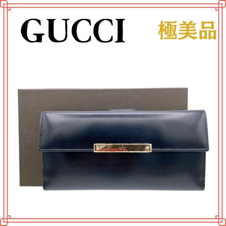 グッチ　112715 無地 長財布 レザー メンズ　ほぼ未使用品　ブラック