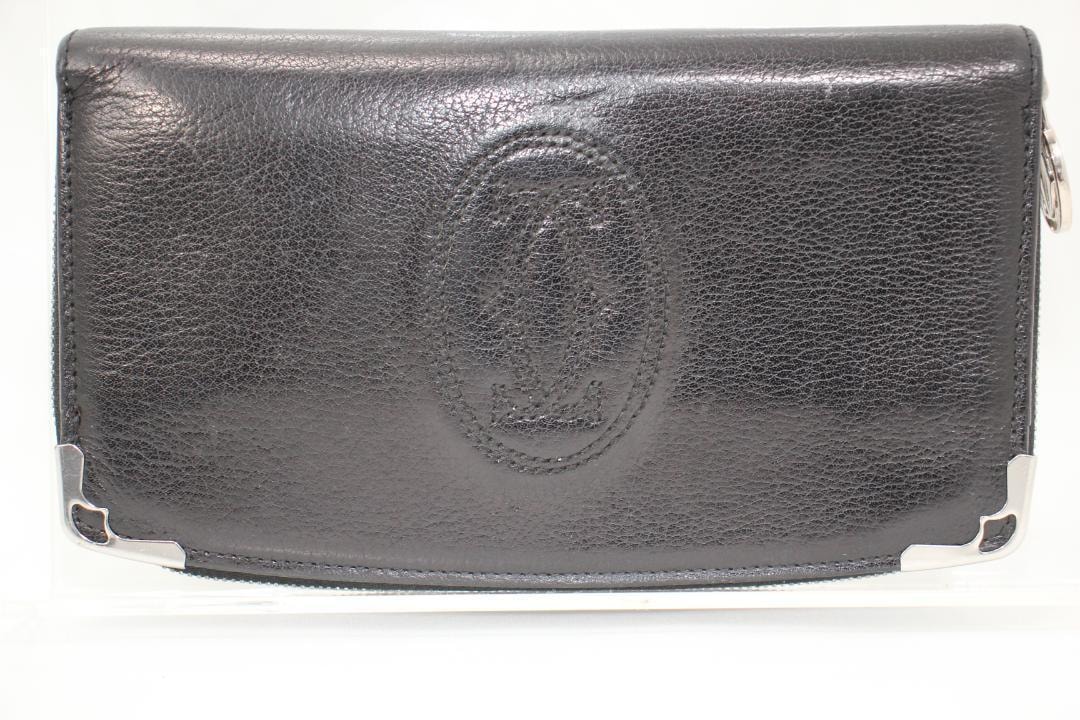 CARTIER カルティエ マルチェロ 二つ折り長財布 レザー ブラック