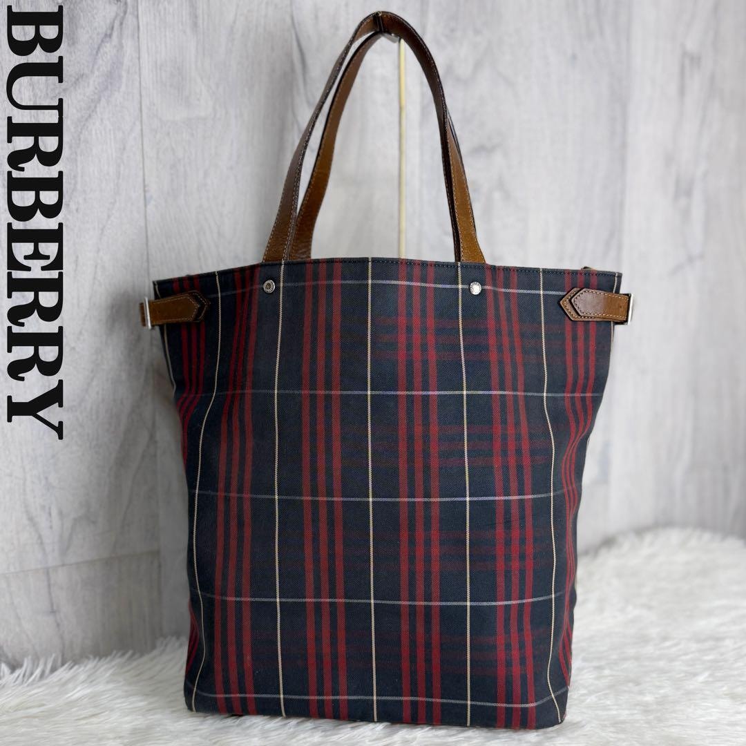 希少 A4収納可 BURBERRY バーバリー ノバチェック キャンバス トートバッグ ショルダーバッグ 三陽商会