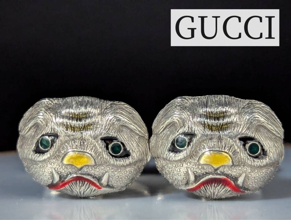 希少】GUCCI/グッチ パグ カフスNo.2340