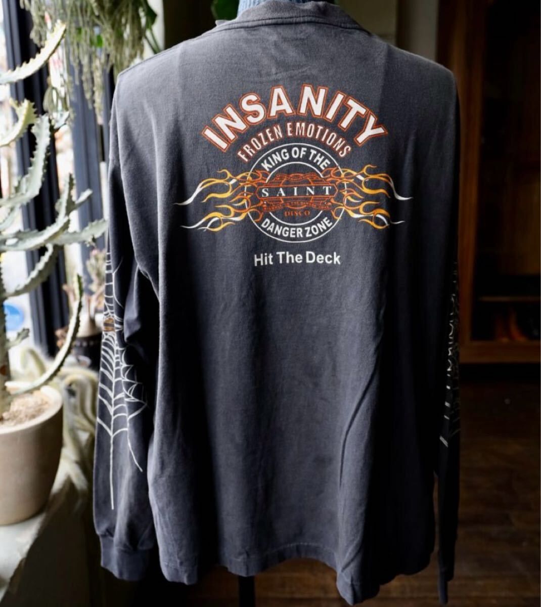 新品25SS新作 セントマイケル INSANITY ML_LS TEE コラボ プリント ロンTシャツXLブラック ヴィンテージSAINT Mxxxxxx SM-HR8-0000-C41