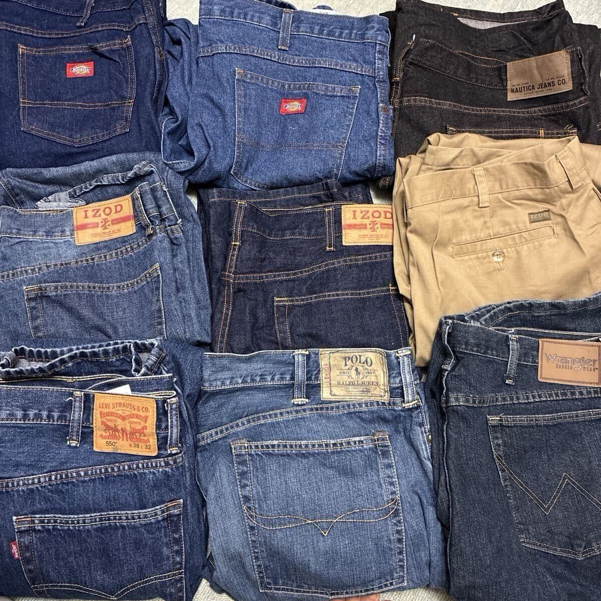 USA古着 デニムパンツ 9本セット まとめ売り リーバイス550 ラングラー ラルフローレン Dickies POLO アメリカ古着 MIX ジーンズ　パンツ