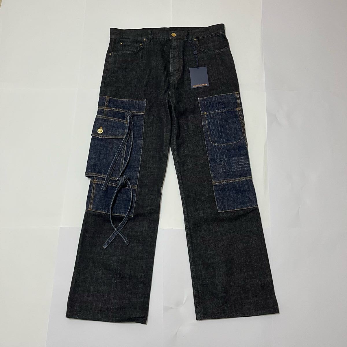 【未使用】LOUIS VUITTON インディゴ カラコラムデニムパンツ ジーンズ メンズ