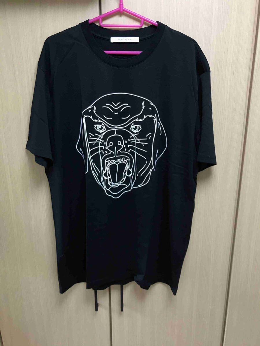 国内正規 限定 17SS GIVENCHY ジバンシィ Riccardo Tisci ROTTWEILER ロットワイラー モノクロ ライン Tシャツ 黒 XXL 17J 7173 651