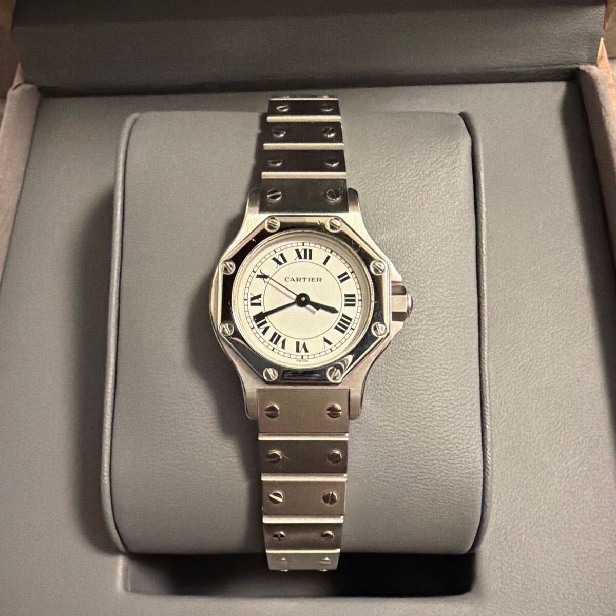 【整備済み】カルティエ サントス オクタゴン SM 自動巻き SSモデル 希少 Cartier 稼働品 腕時計 レア