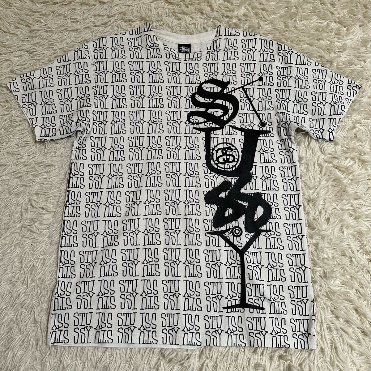 【STUSSY】ステューシー Tシャツ 半袖 総柄 L Y2K