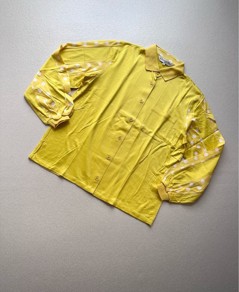 DEAD STOCK 90s Christian Dior sports COTTON JERSEY DOT SHIRT VINTAGE クリスチャンディオール 天竺コットン ドットシャツ ビンテージ