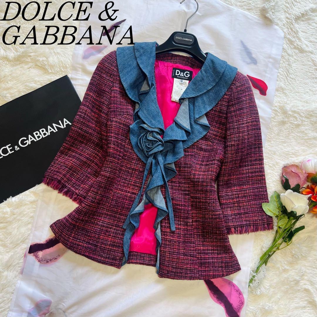 B (目立った傷や汚れなし)】【美品】DOLCE&GABBANA ツイードジャケット