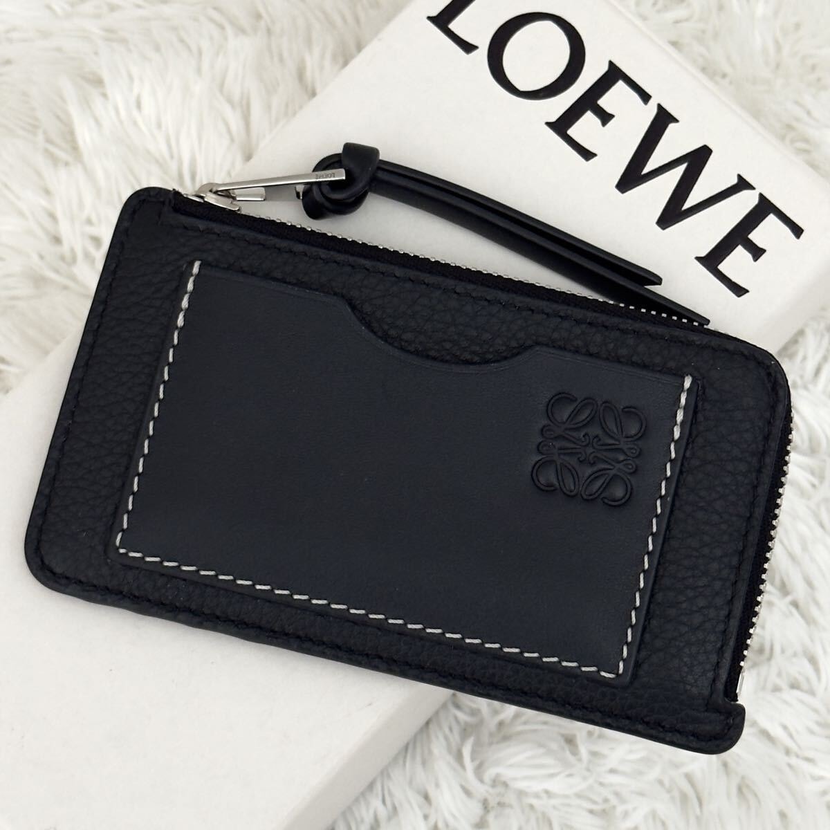 ☆極美品☆LOEWE ロエベ アナグラム フラグメントケース コインケース レザー 小銭入れ カードケース ブラック