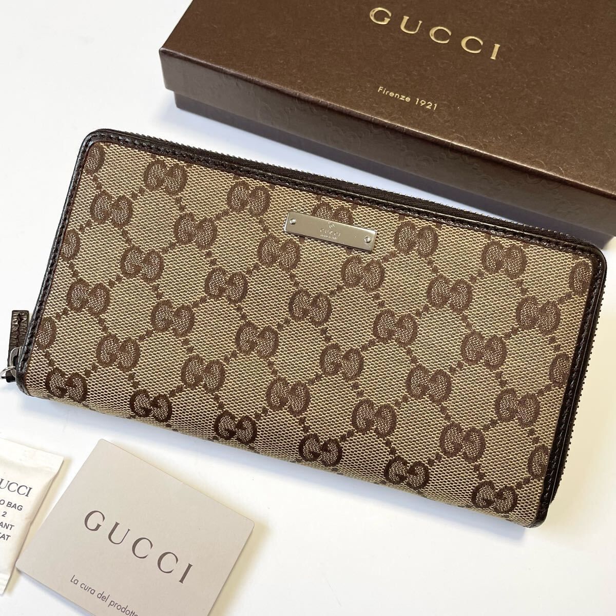 ★GUCCI グッチ GGキャンバス レザー ラウンドファスナー ジップ 長財布 中古美品【鑑定済み 本物保証】