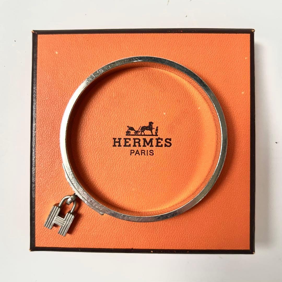 エルメス　Hロゴ　カデナ　バングル　ブレスレット　シルバー　ブラック