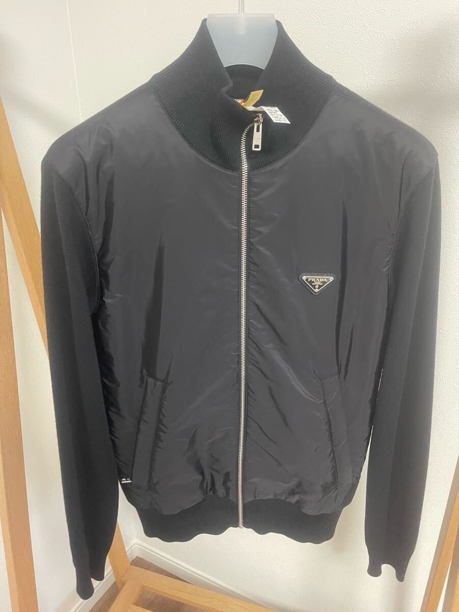 PRADA ブラックナイロンジャケットPRADA ナイロン　ドライバーズニット 目立った傷や汚れなし】PRADA ブラックナイロンジャケットPRADA