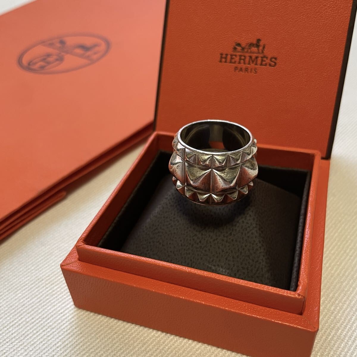 HERMES エスピオンヌ Espionne Ring メドール スタッズ 57 シルバー 指輪