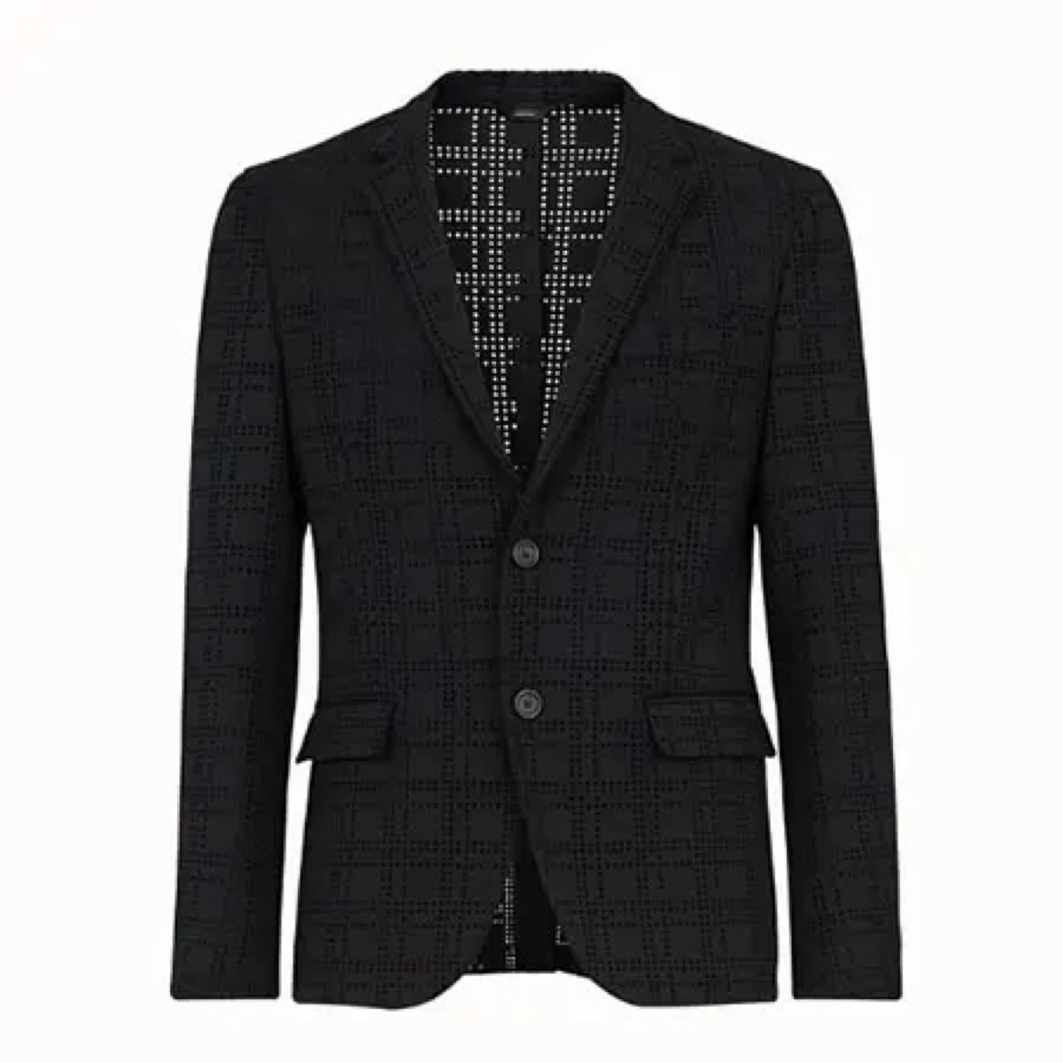 花*様 FENDI ブラック テーラードジャケット 新品　タグ付き　鑑定済み FF柄 ジップアップ ジャケット 千鳥格子 コットン ブラック
