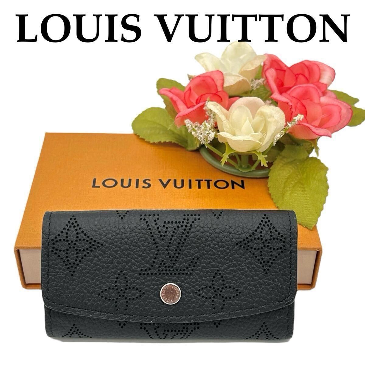 【極美品!!】LOUIS VUITTON ルイヴィトン マヒナ キーケース ミュルティクレ 4連 モノグラム ブラック ブランド■