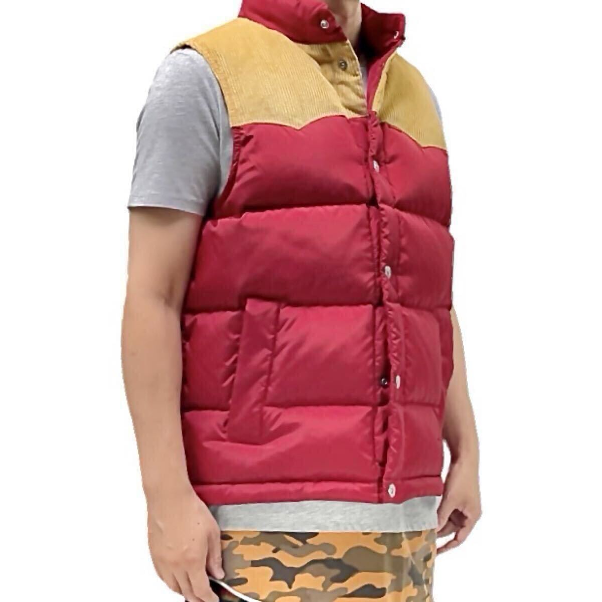 新品 Levi's リーバイス Western Super Puffer Vest Red コーデュロイ ヨーク 切り替え ウエスタン ダウンベスト 定番アメリカ USサイズ S