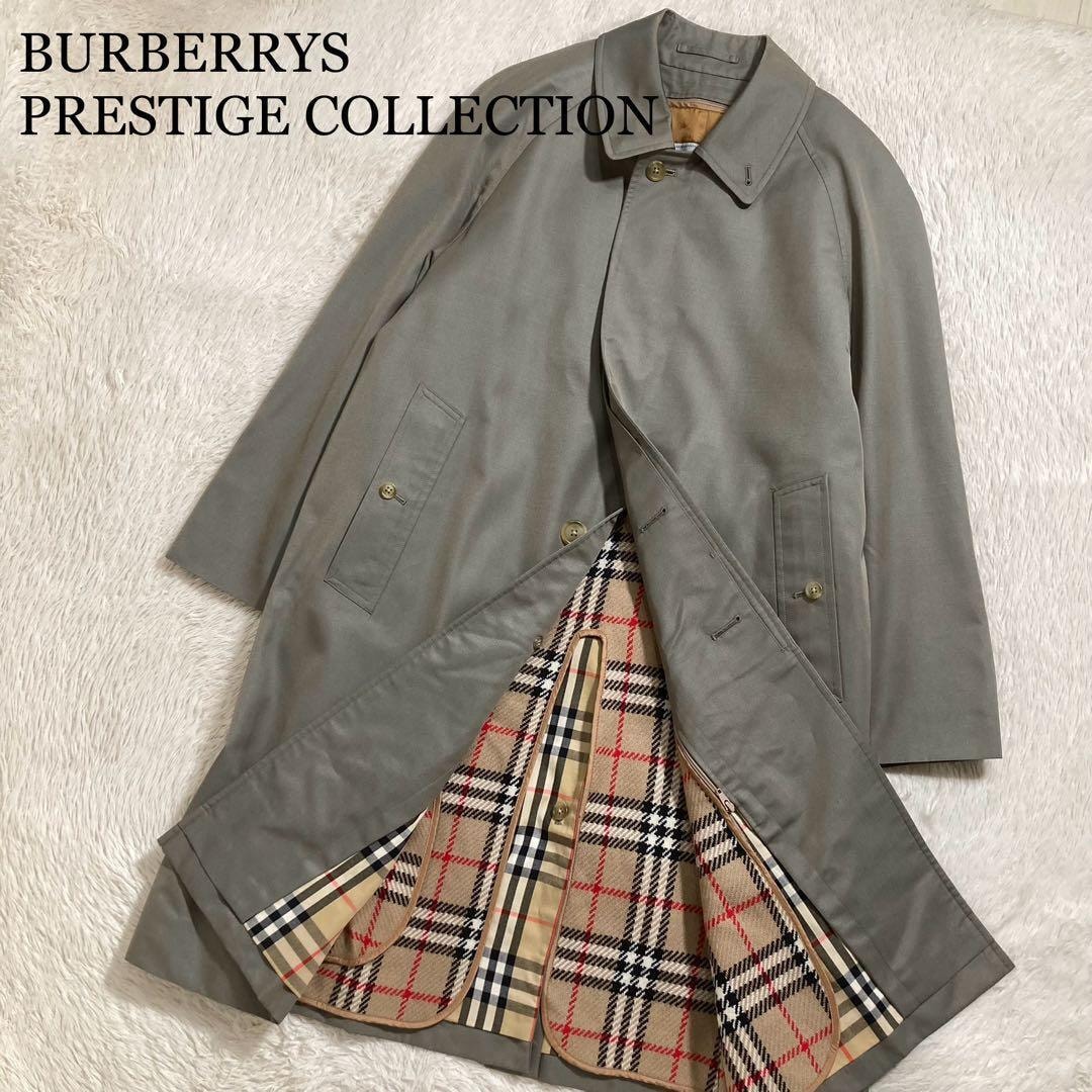 美品 BURBERRYS PRESTIGE COLLECTION バーバリーズ ステンカラーコート 玉虫色 シルク ウール 最高級ライン