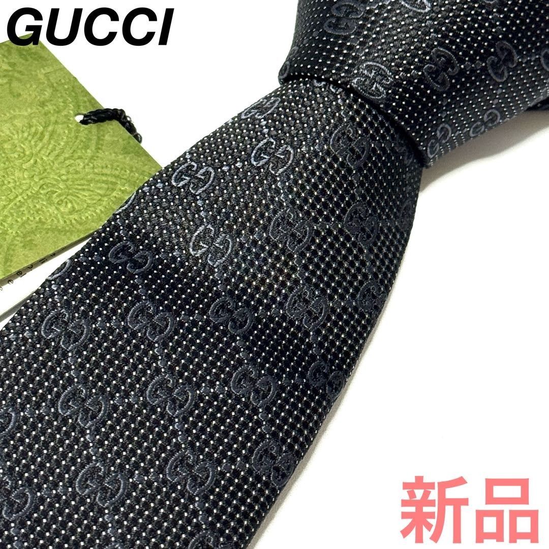 GUCCI gg総柄 ブラック／黒色 ネクタイ 115499 新品・未使用(ワケあり)】GUCCI gg総柄 ブラック／黒色 ネクタイ