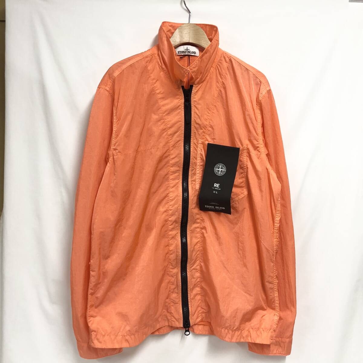 ○★訳有り 新品未使用　STONE ISLAND（ストーン・アイランド）　ナイロン メタルジップ オーバーシャツ　L　オレンジ★○