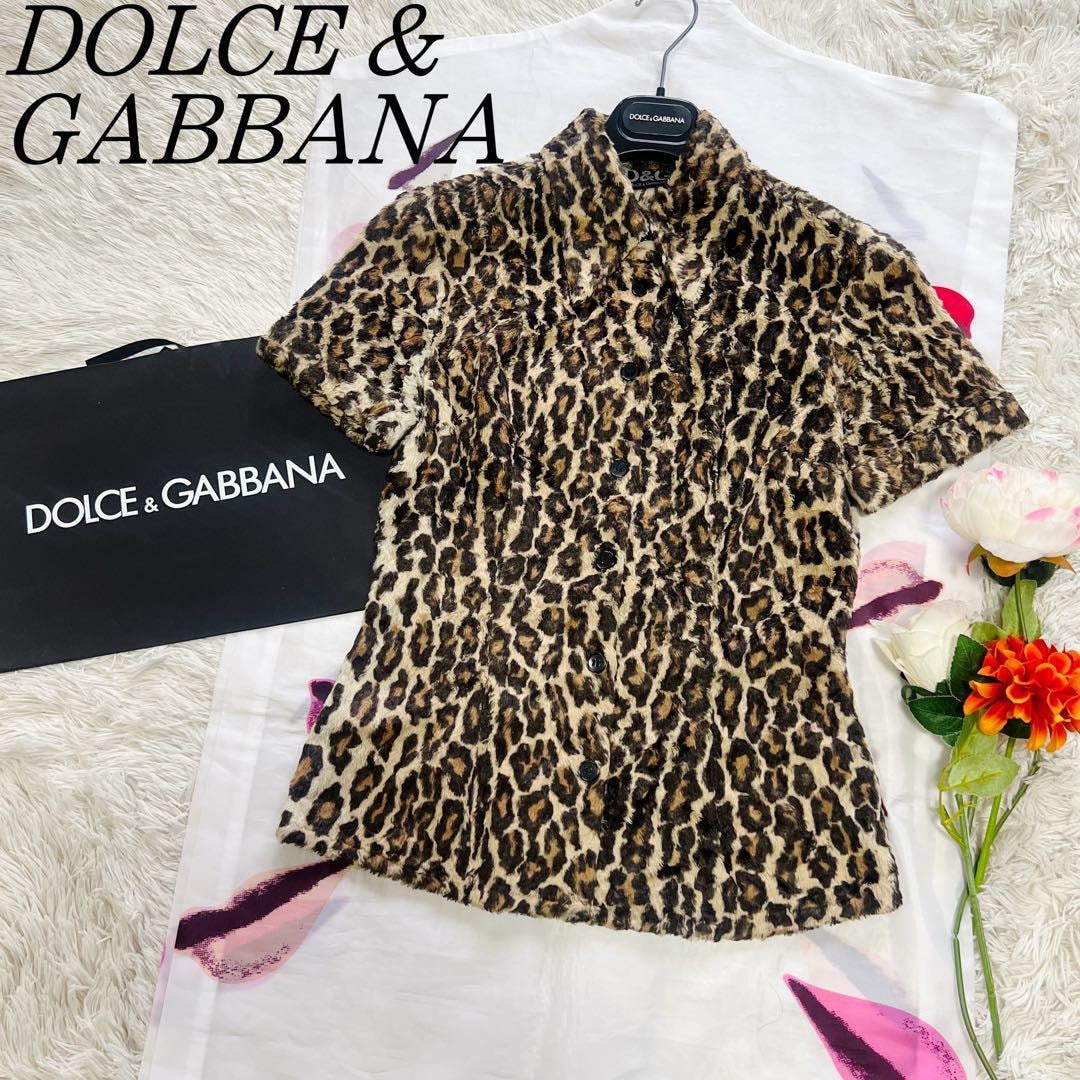 B (目立った傷や汚れなし)】【美品】DOLCE&GABBANA ヒョウ柄シャツ