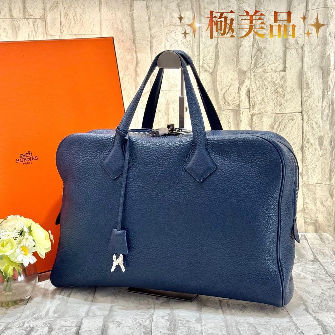 エルメス　ヴィクトリア2 12H 40 トリヨンクレマンス ネイビー 紺 メンズ