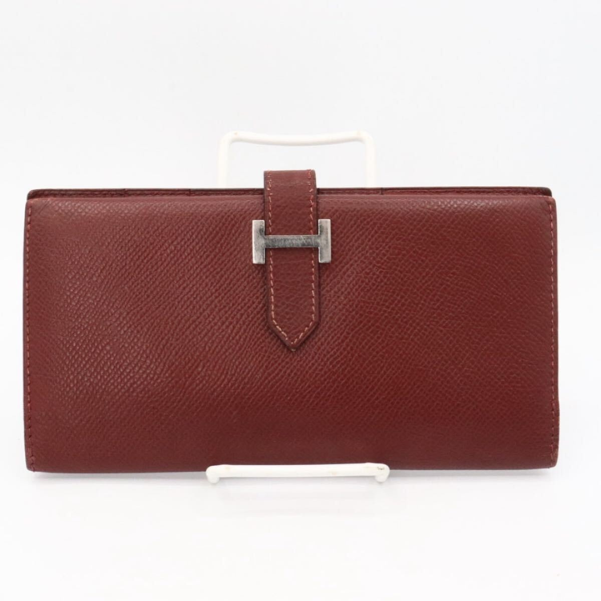HERMES 美品　エルメス　べアン　エプソン　長財布　ボルドー