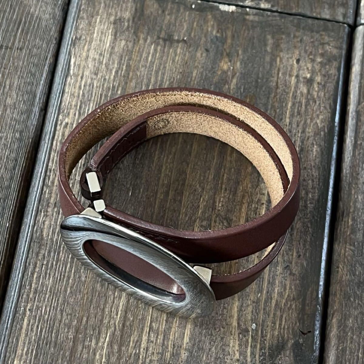 【美品】HERMES エルメス レザー ブレスレット バングル