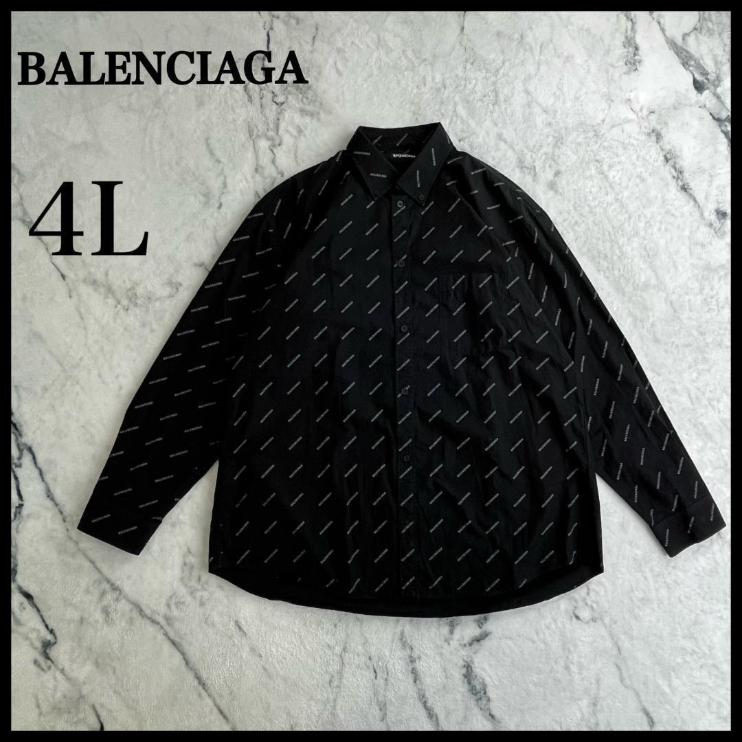 BALENCIAGA バレンシアガ BBモノグラム 長袖シャツ サイズ 38 レディース メンズ ユニセックス HOMRWEAR レーヨン100％トップス ブラック 黒 マダガスカル製 C (やや傷や汚れあり)】BALENCIAGA バレンシアガ BBモノグラム 長袖