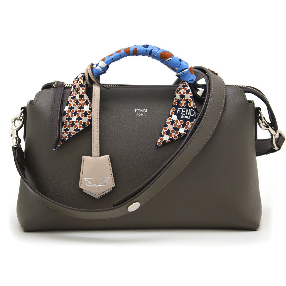 中古 良品 FENDI フェンディ ハンドバッグ BY THE WAY バイザウェイ ミディアム ツイリー付 8BL124-5QJ グレー系 黒 イタリア製 ABランク