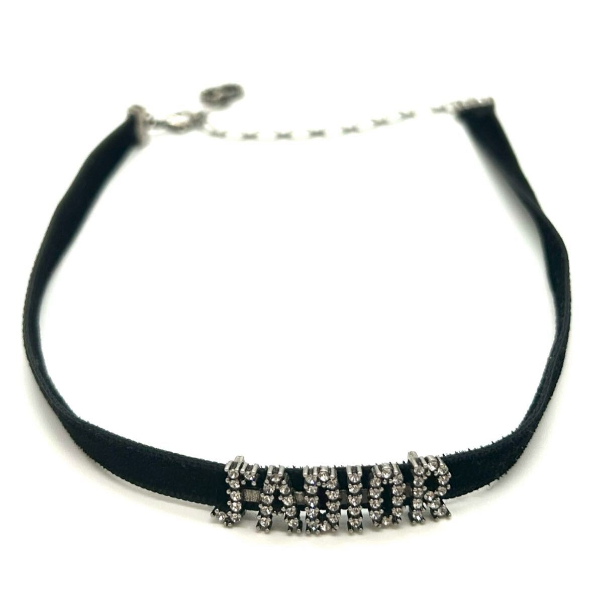 CHRISTIAN DIOR クリスチャンディオール J'ADIOR チョーカー ネックレス メタル ポリエステル ラインストーン ブラック シルバー アクセ