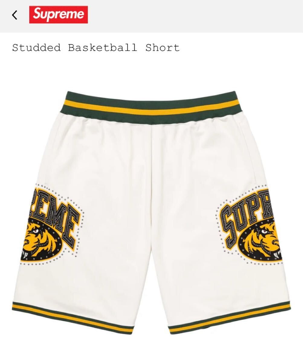 Supreme Studded Basketball Short ホワイト Lサイズ シュプリーム スタデッド バスケットボール ショーツ ハーフパンツ ショートパンツ