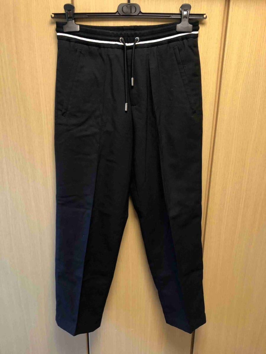 正規 18SS Dior Homme ディオール オム KRIS VAN ASSCHE ドローコード ウール クロップド ワイド スラックス 黒 44 833C131E4326