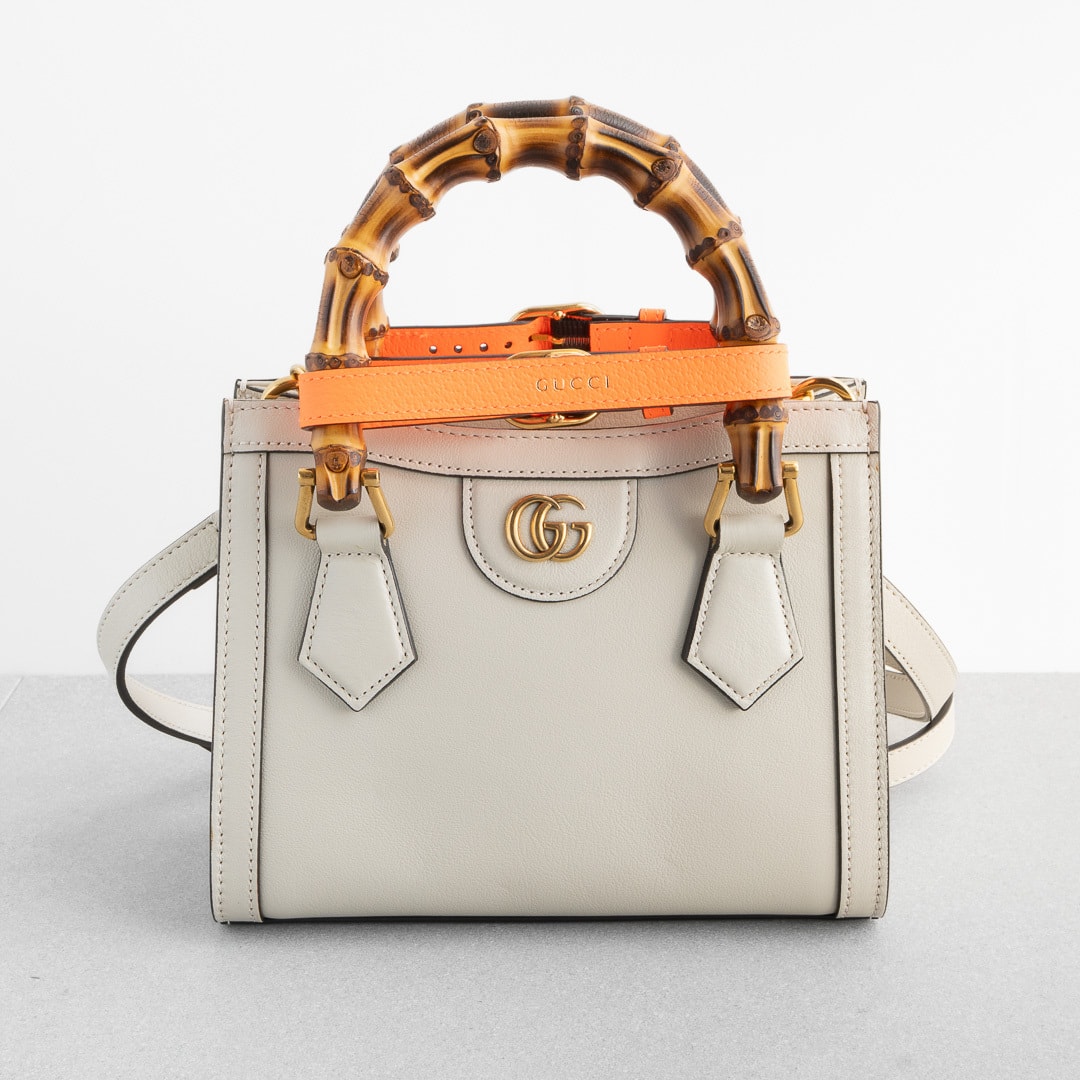GUCCI グッチ ダイアナ ミニ ショルダーバッグ ホワイト レザー バンブー ゴールド 655661