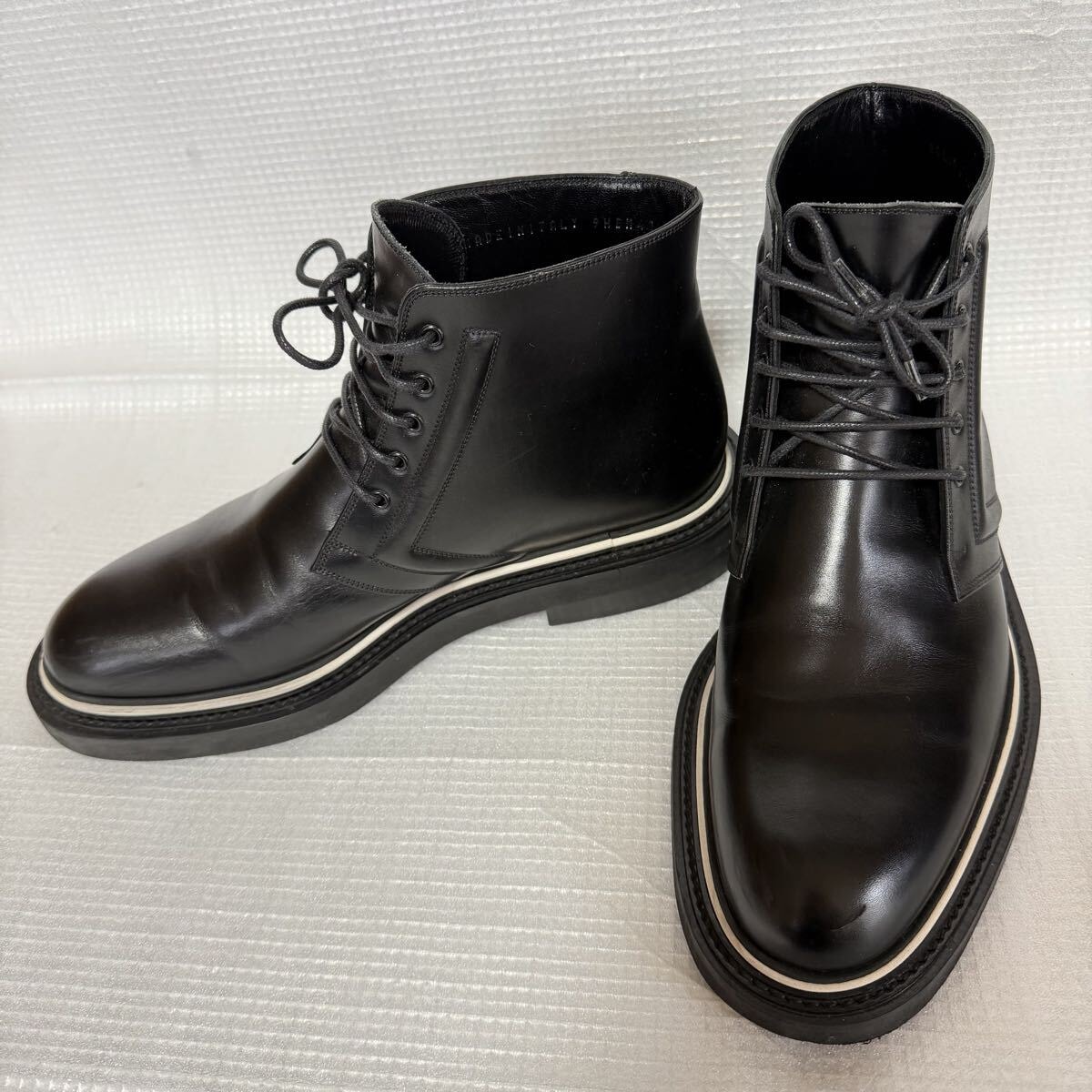 Dior homme 41 レザー チャッカーブーツ クリス期 ディオールオム イタリア製 黒 ブラック 本革 レースアップブーツ チャッカ ショート