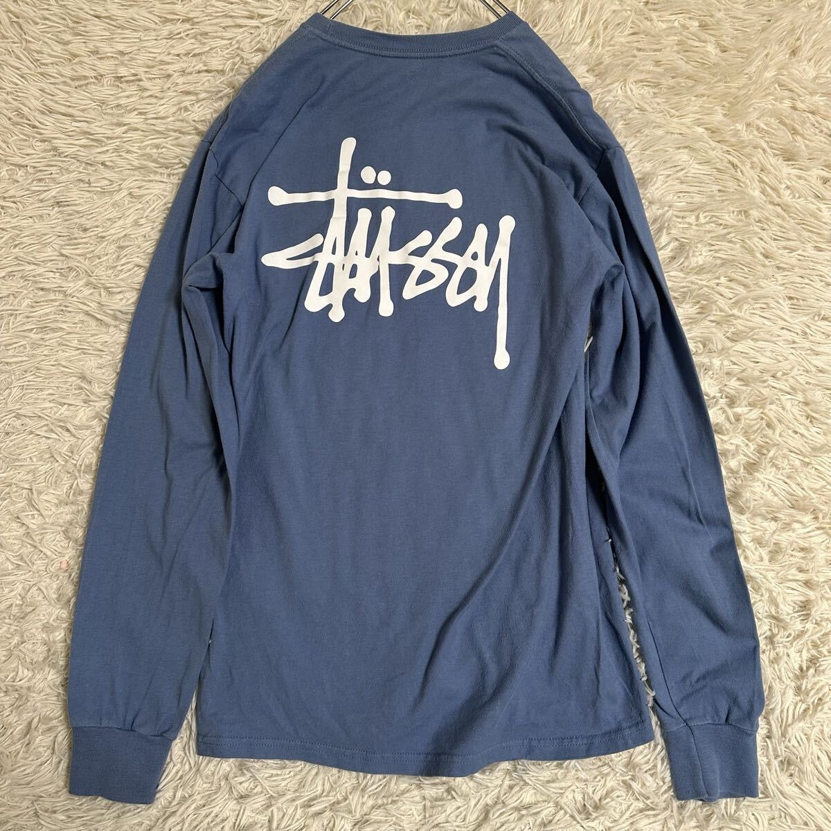 【STUSSY】 ステューシー ロンt 長袖 ブルー ロゴ M