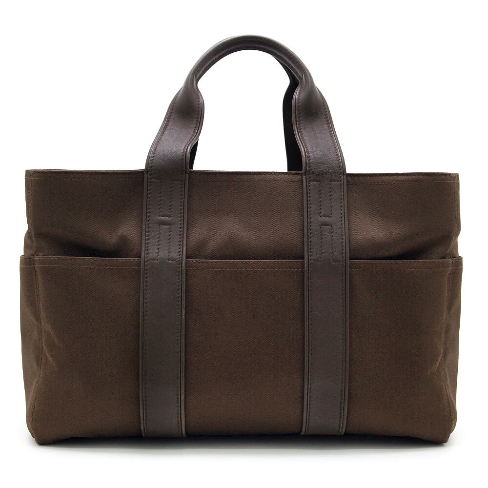 中古良品 エルメス HERMES トートバッグ アカプルコ MM トワルシェブロン ブラウン メンズ レディース 大容量 ラージトート 赤茶 旅行 出張