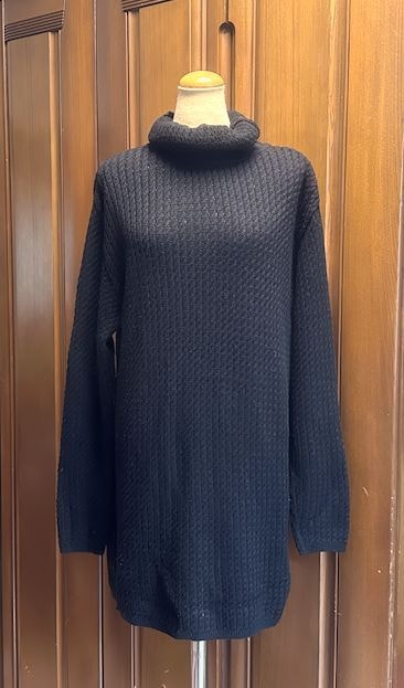 CELINE セリーヌ★イタリア製ウール100％ケーブル・ロングニット・ワンピース・ブラック・38/L前後★美品