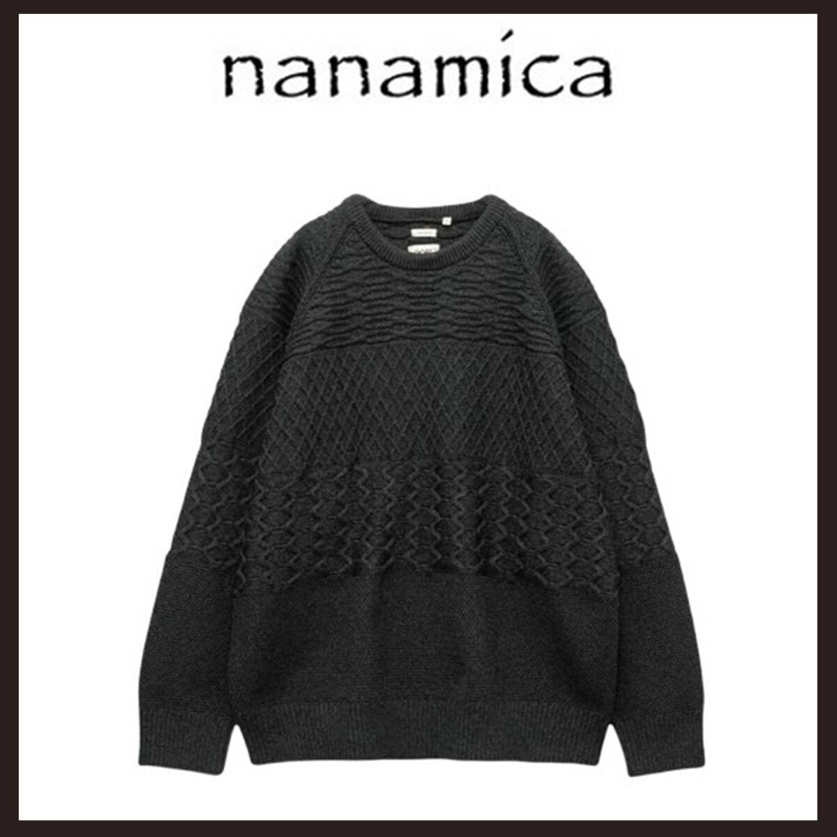 ●○新品未使用　nanamica（ナナミカ） クルーネックセーター　S　ブラック○●