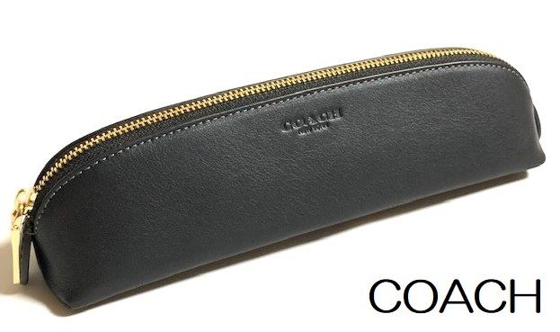 特価！ 人気 COACH コーチ スムース レザー ペンケース ユニセックス CF152 ブラック 新品本物