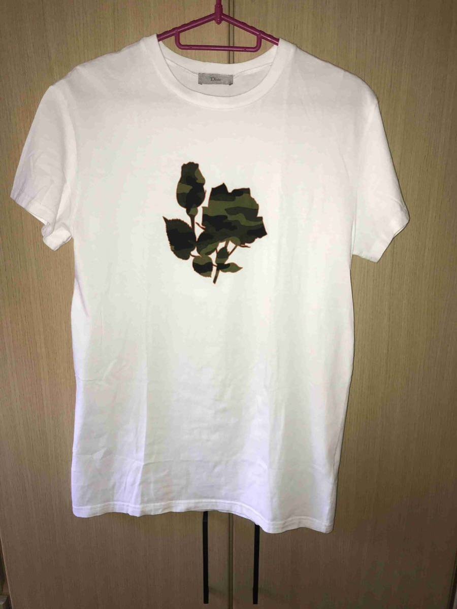 正規 16SS Dior Homme ディオールオム KRIS VAN ASSCHE DESERT ROSE デザートローズ 迷彩 薔薇 Tシャツ 白 XS 333J660I9011