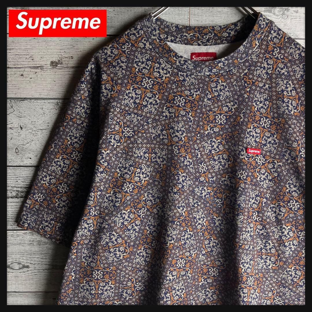 【希少デザイン】シュプリーム☆ スモールボックスロゴ入り 総柄 半袖 Tシャツ