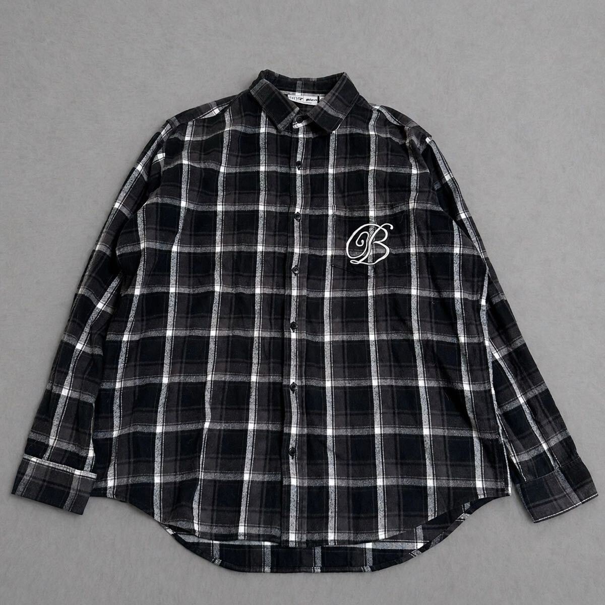 BlackEyePatch B EMBLEM OPEN COLLAR STRIPED SHIRT 