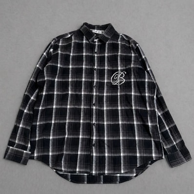 BlackEyePatch B EMBLEM OPEN COLLAR STRIPED SHIRT BlackEyePatch B EMBLEM OPEN COLLAR STRIPED SHIRT