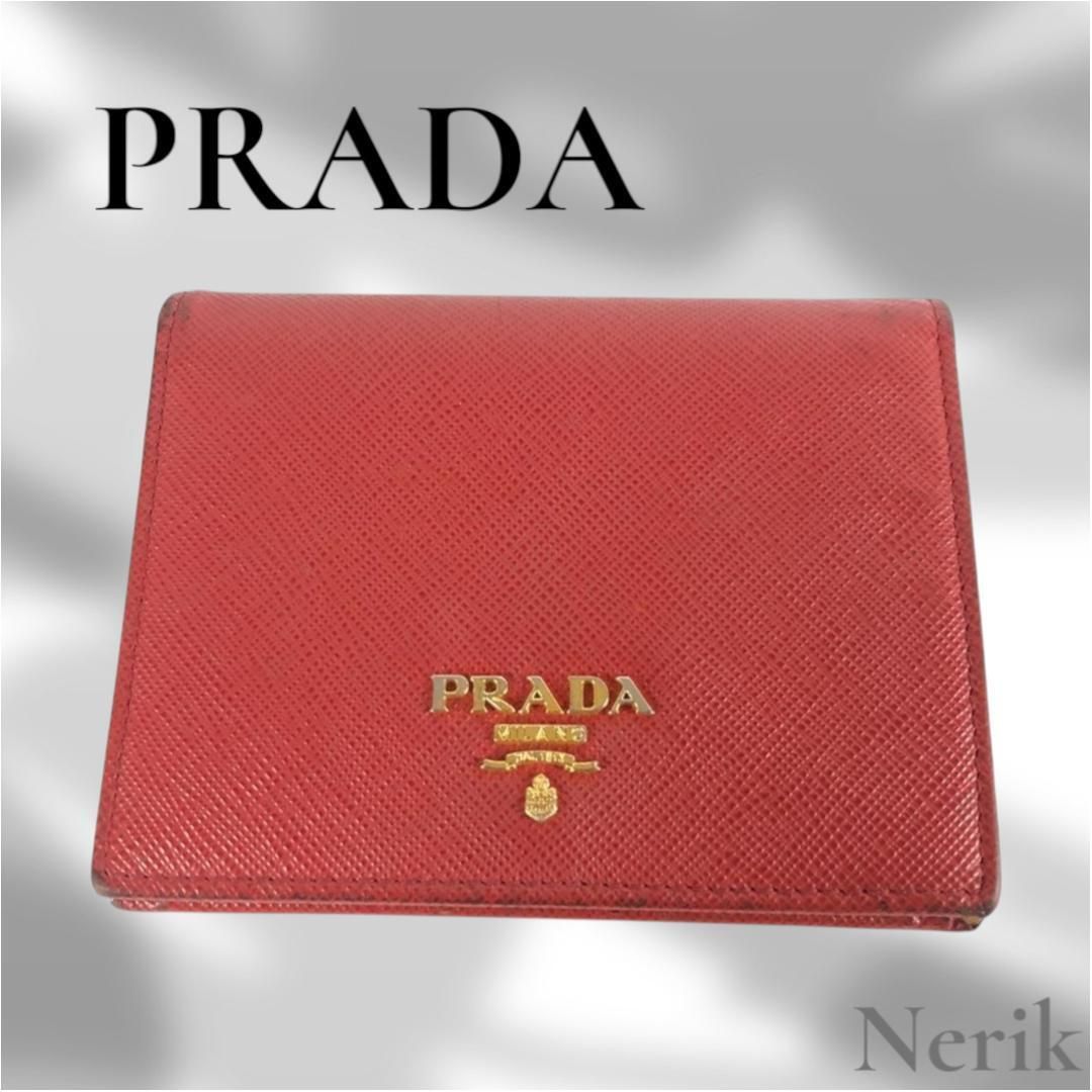 【正規品】PRADA プラダ 財布 レッド フラワー 小物 ブランド レディース 高級 エレガント 