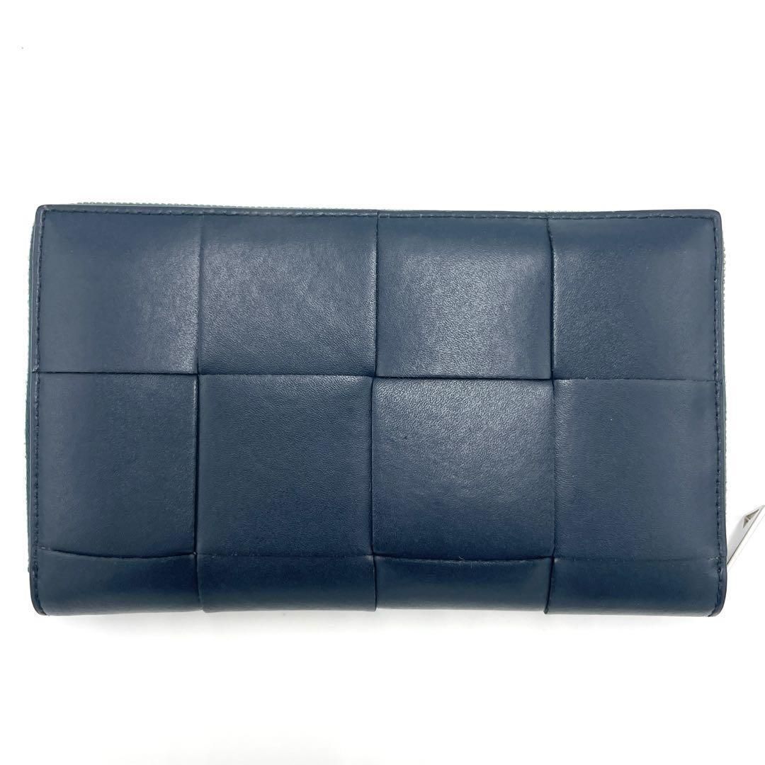 No.315 定価15万円☆【美品】ボッテガヴェネタ 長財布 マキシイントレチャート カセット ネイビー×アンブラ バイカラー メンズ レディース