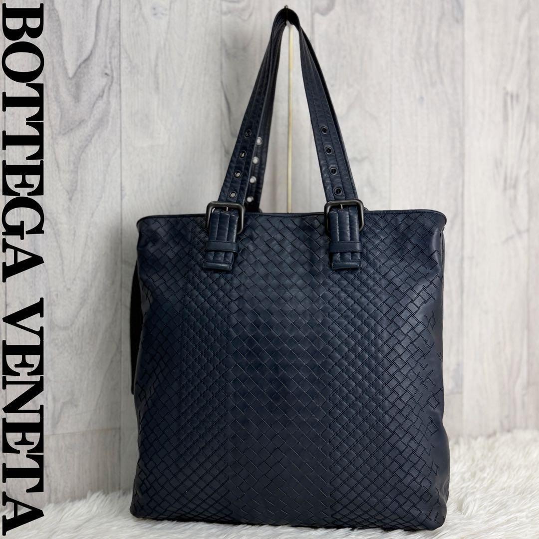 希少 A4可 BOTTEGA VENETA ボッテガヴェネタ マルチ イントレチャート トートバッグ ベルトバッグ ネイビー メンズ 肩掛け