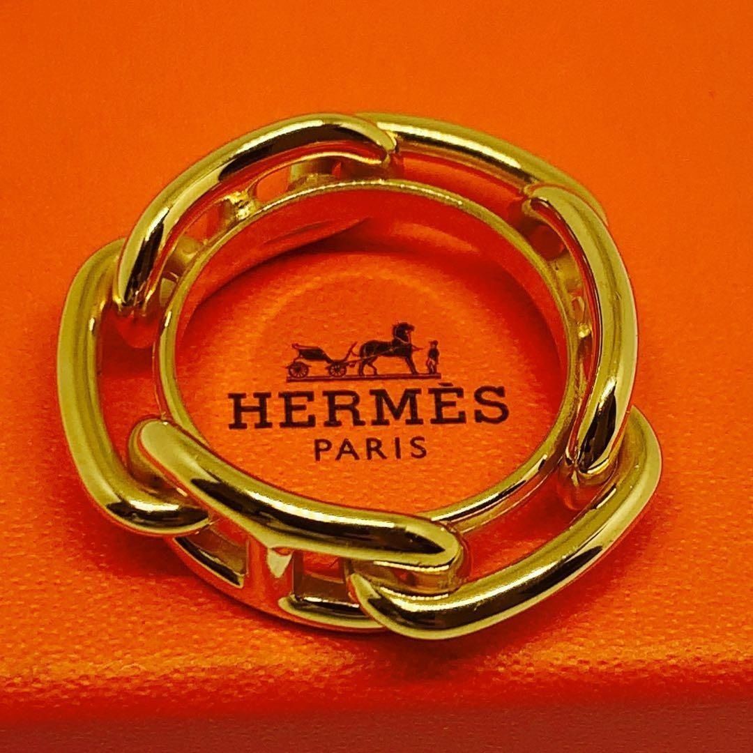 HERMES シェーヌダンクル ゴールド スカーフリング 030366