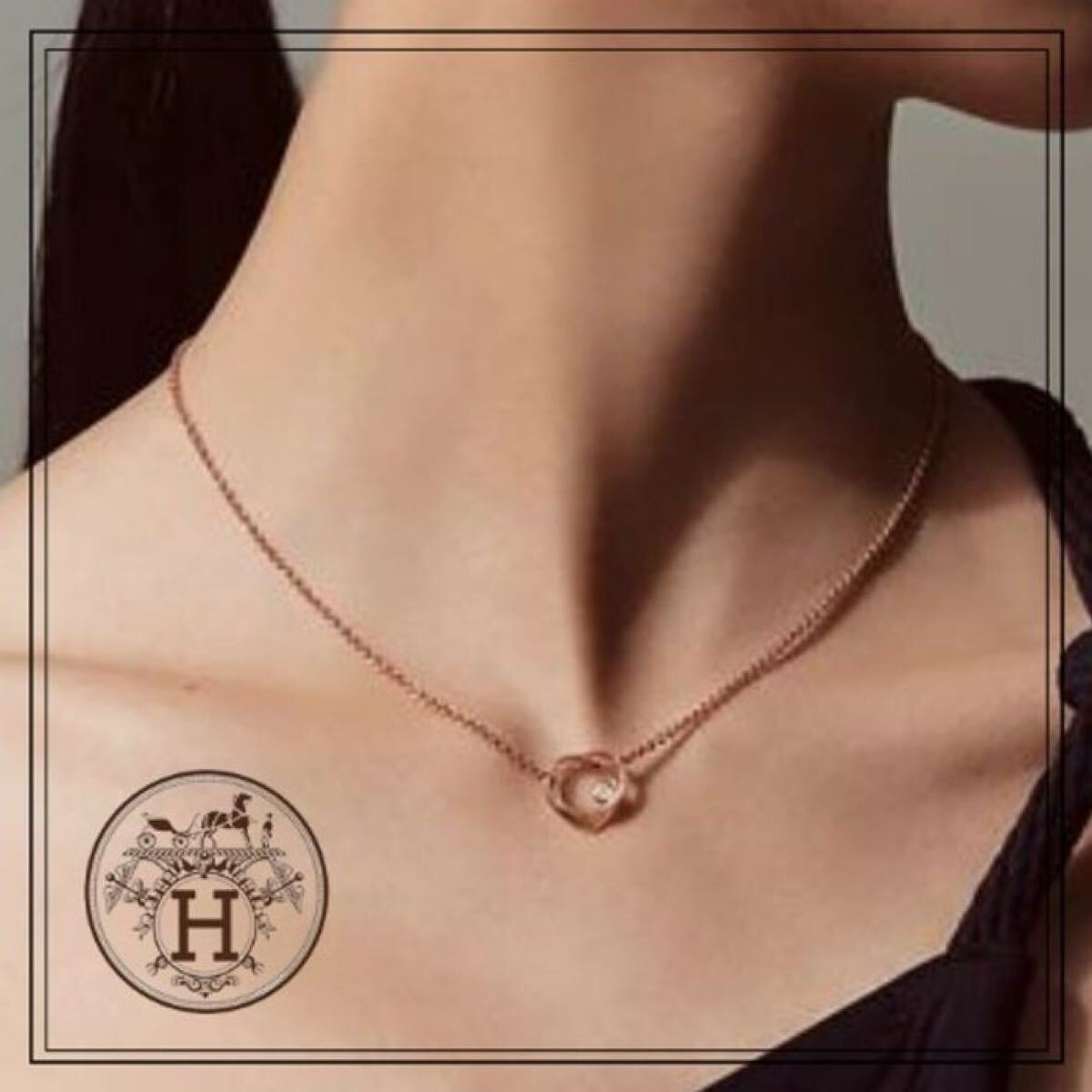 エルメス 新品 入手困難 ハートネックレス ヴェルティージュクール ピンクゴールド ダイヤモンド