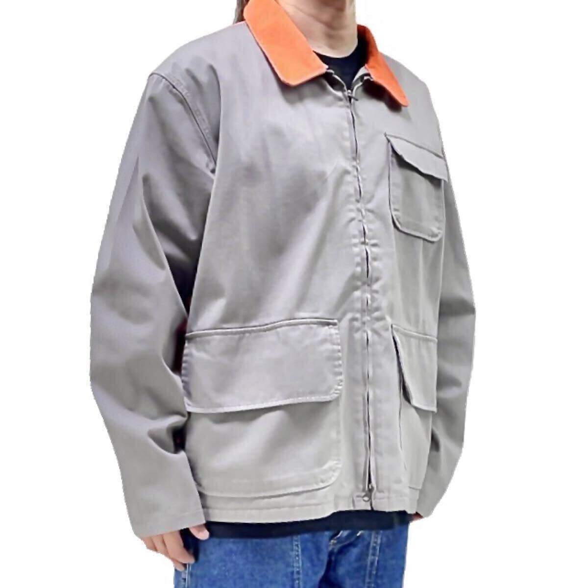 新品 Levi's リーバイス グレー オレンジ 前後コントラスト 襟コーデュロイ ゲームポケット ハンティング ワークジャケット カバーオール L